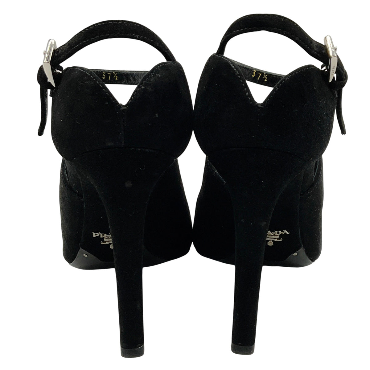 Prada Black Suede Peep Toe Ankle Booties