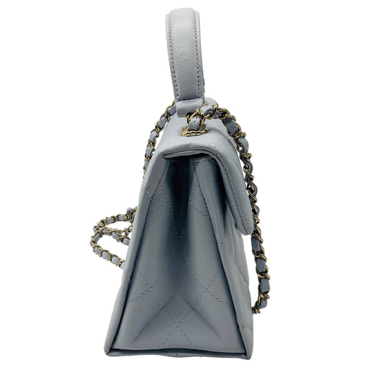 Chanel Light Blue Quilted Caviar Leather Retro Top Handle Flap Bag