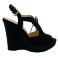 Load image into Gallery viewer, Prada Black Suede / Pony Hair Platform Slingback Wedges
