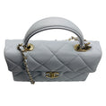 Load image into Gallery viewer, Chanel Light Blue Quilted Caviar Leather Retro Top Handle Flap Bag
