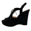 Load image into Gallery viewer, Prada Black Suede / Pony Hair Platform Slingback Wedges
