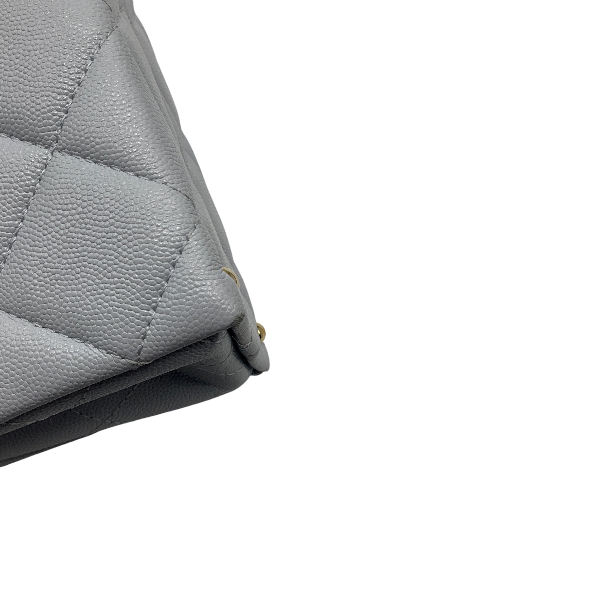 Chanel Light Blue Quilted Caviar Leather Retro Top Handle Flap Bag