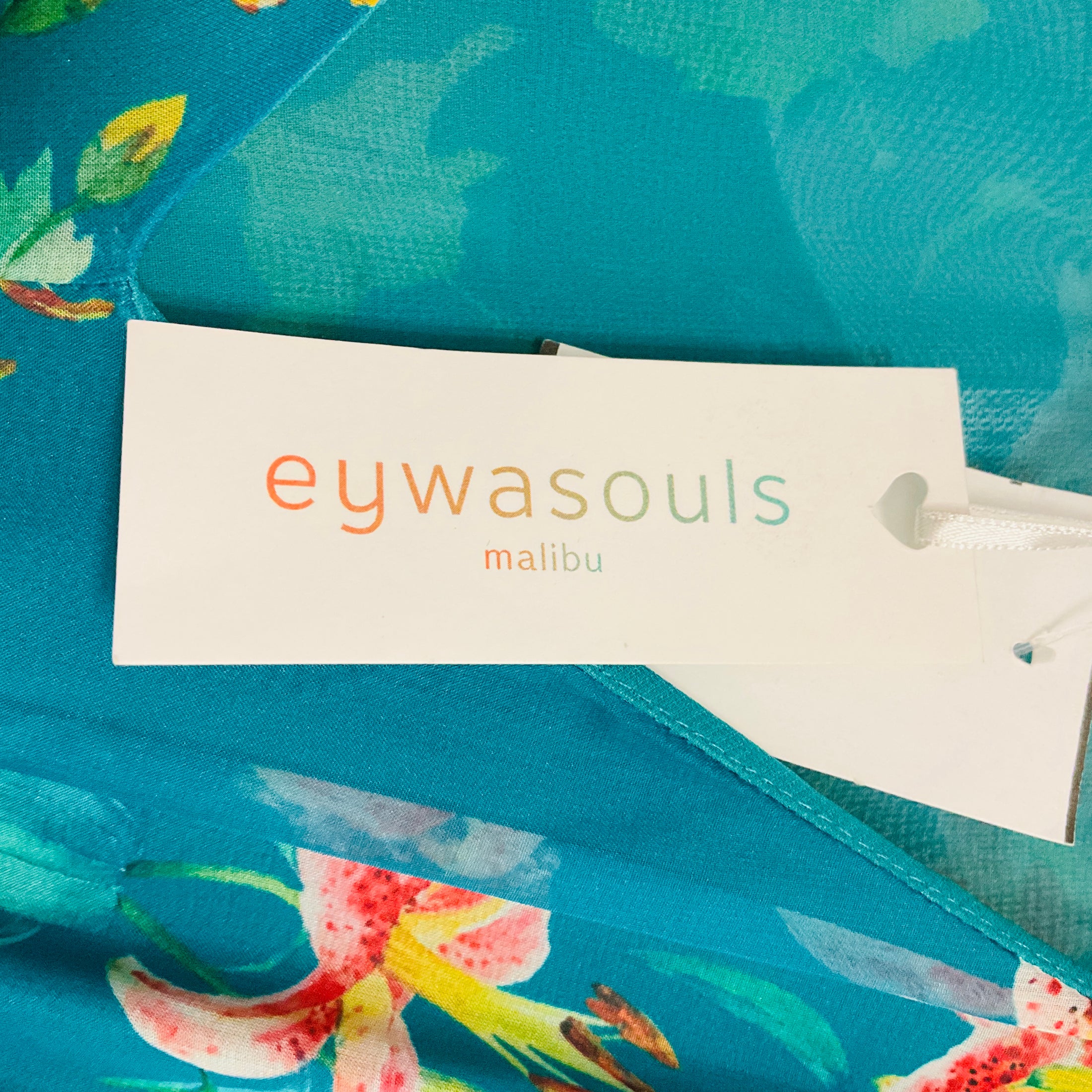 Eywasouls Malibu Green Flower Dream Maria Chiffon Maxi Dress