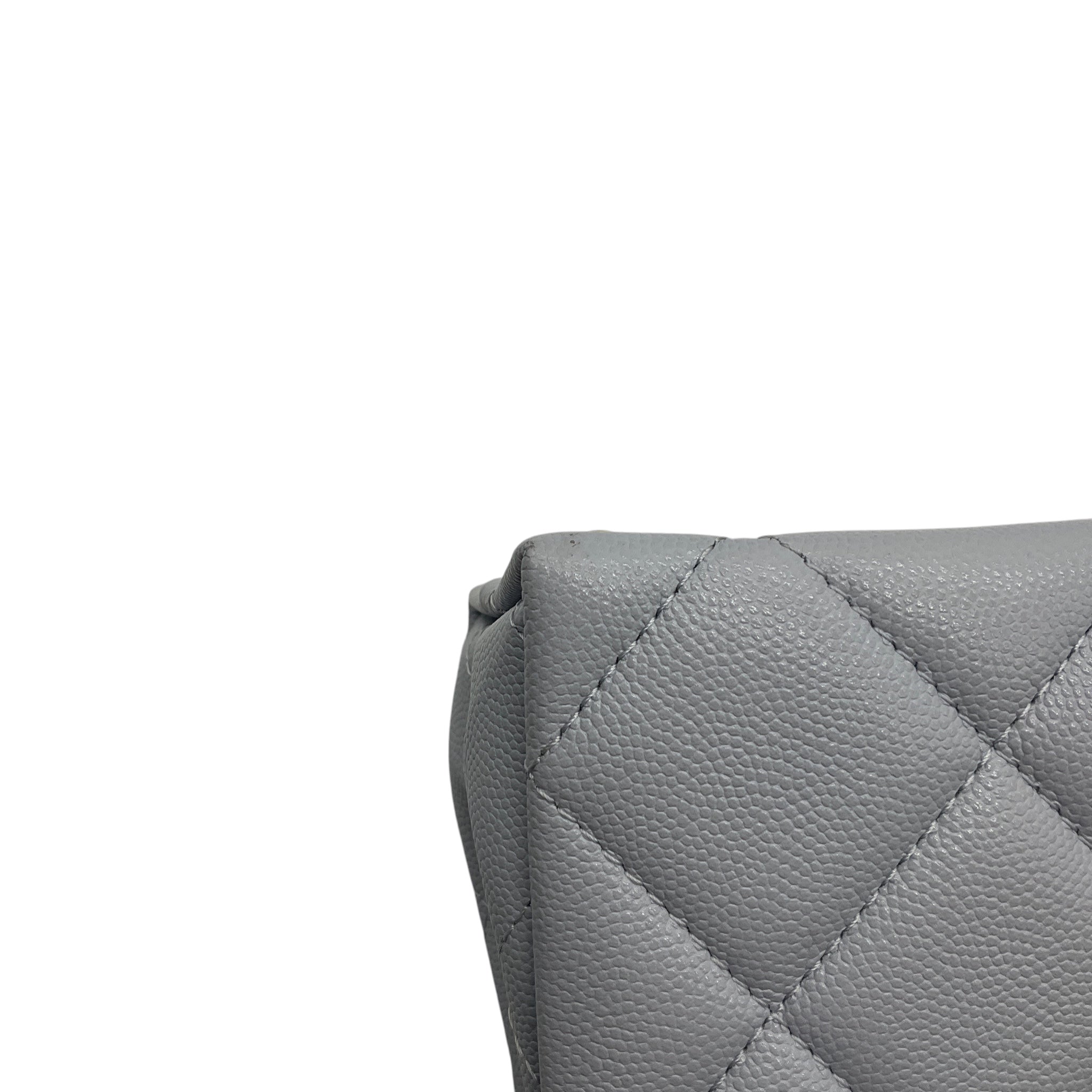 Chanel Light Blue Quilted Caviar Leather Retro Top Handle Flap Bag