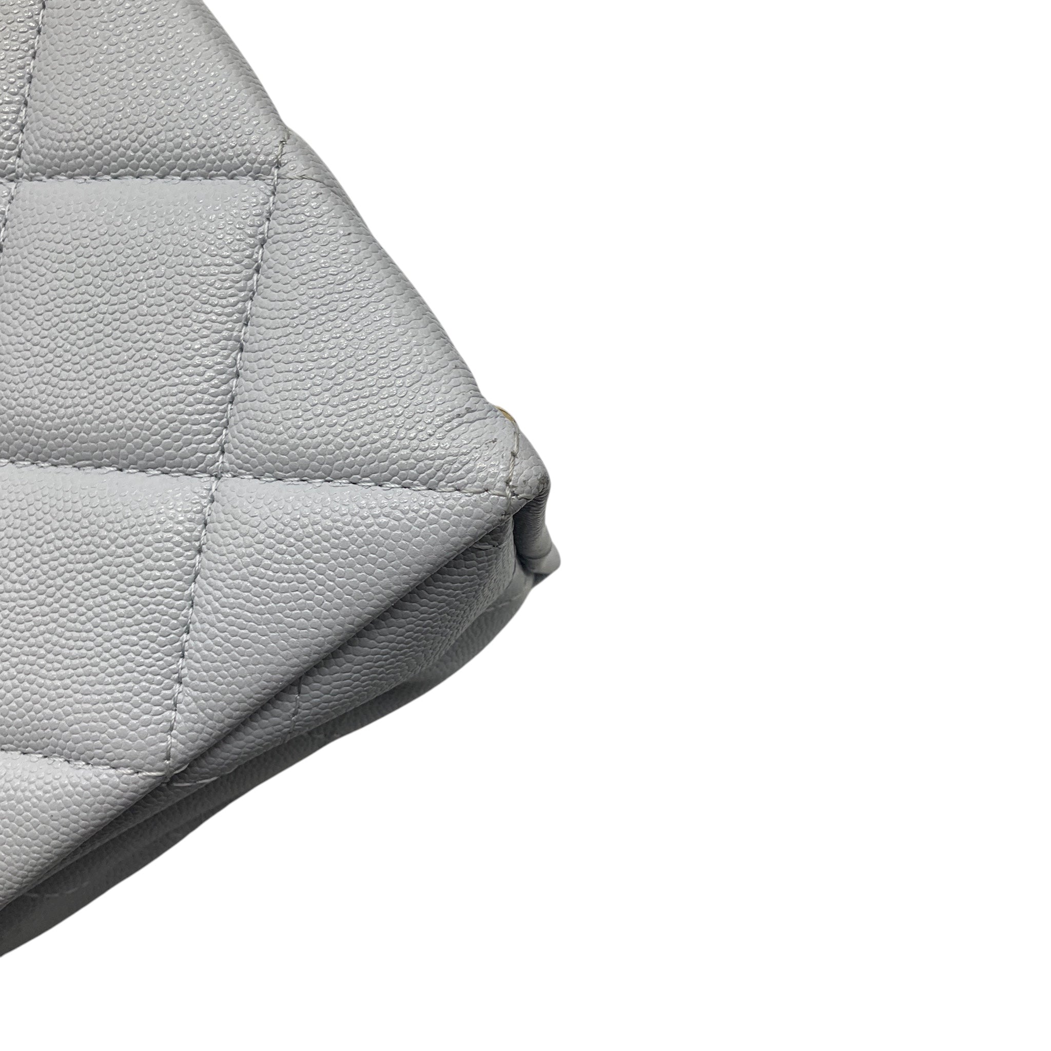 Chanel Light Blue Quilted Caviar Leather Retro Top Handle Flap Bag