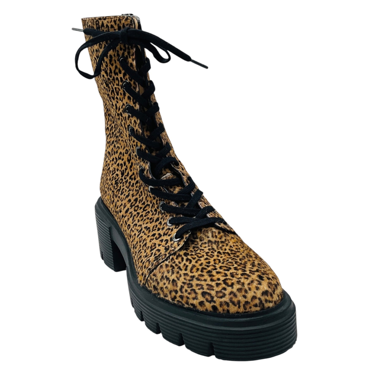 Stuart Weitzman Tan / Black Soho Leopard Print Calf Hair Ankle Boots