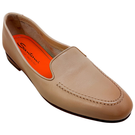 Santoni Beige Leather Loafers
