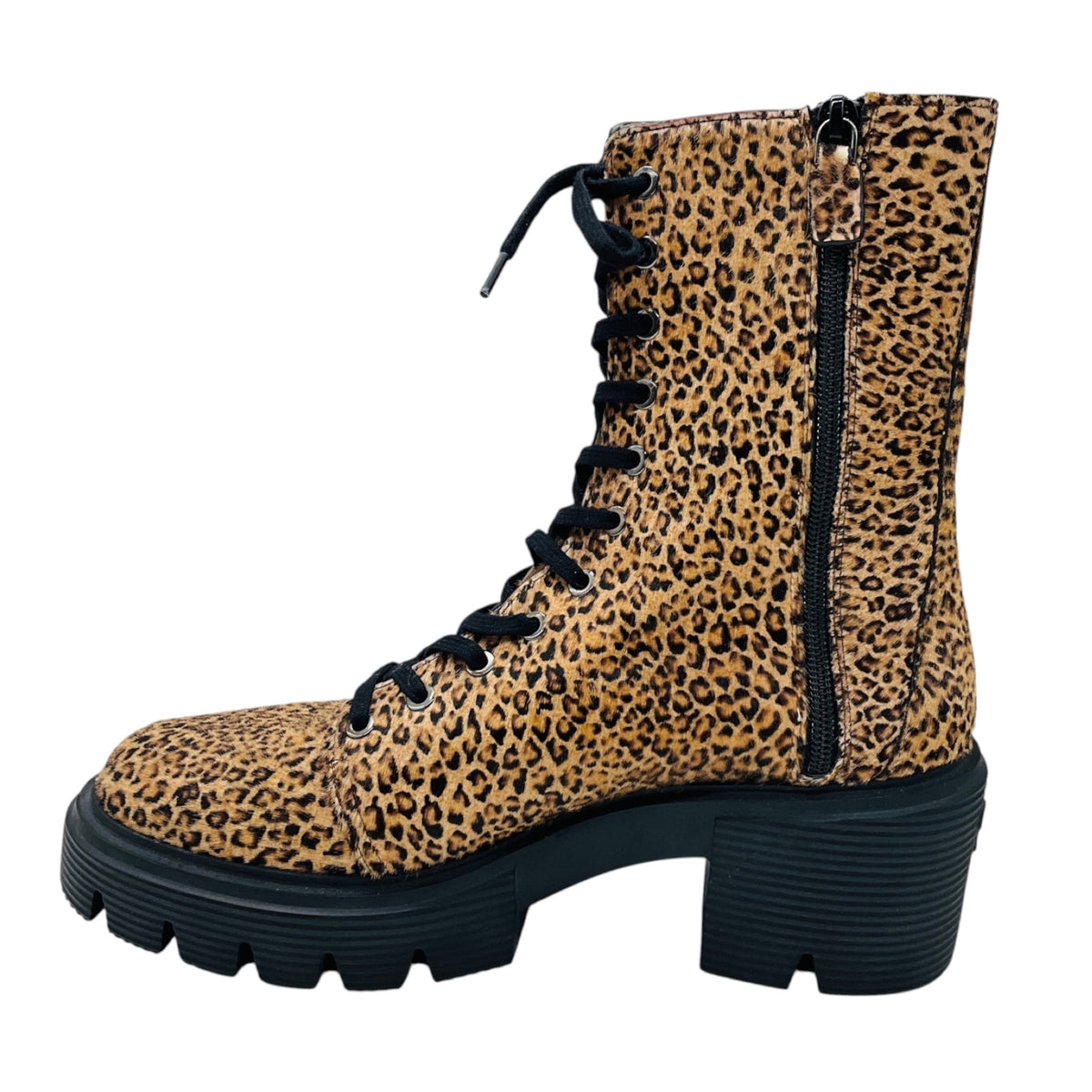 Stuart Weitzman Tan / Black Soho Leopard Print Calf Hair Ankle Boots