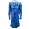 Load image into Gallery viewer, Jackie Rogers Blue Sequined Long Sleeved Cocktail Dress
