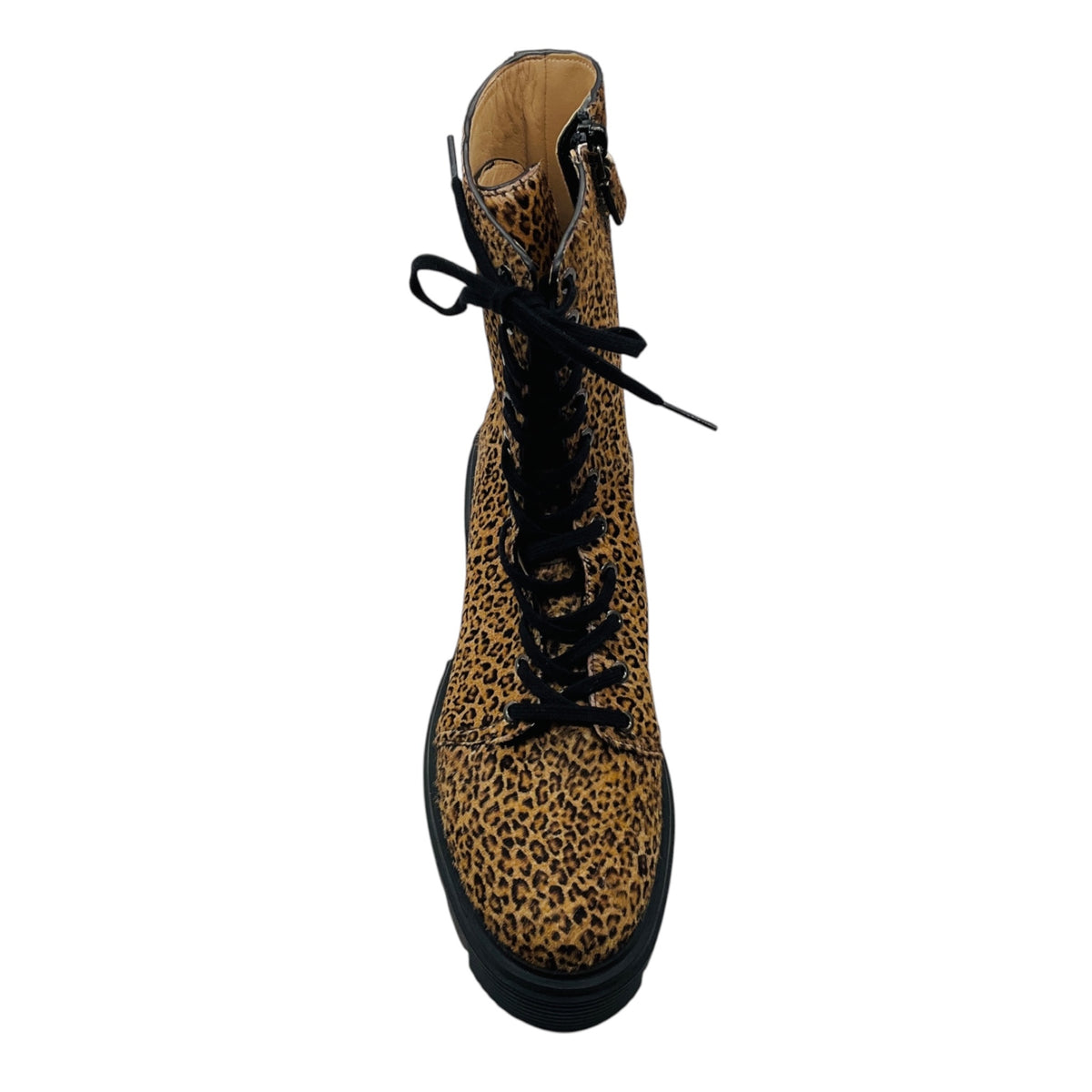 Stuart Weitzman Tan / Black Soho Leopard Print Calf Hair Ankle Boots