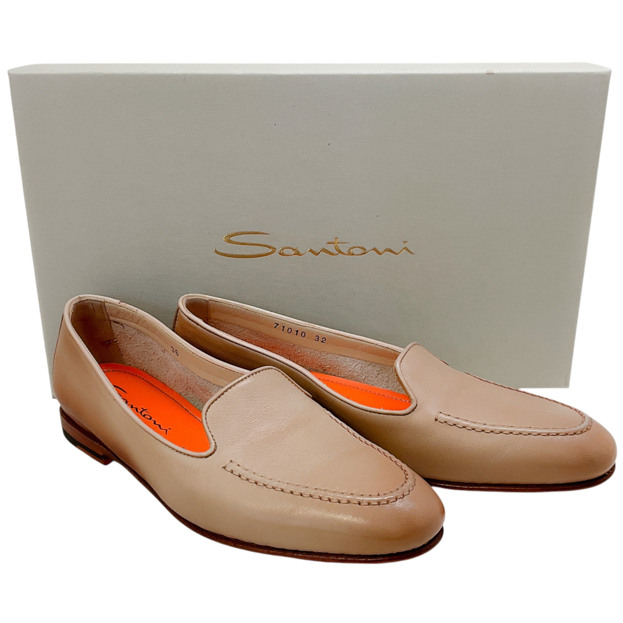 Santoni Beige Leather Loafers
