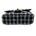 Load image into Gallery viewer, Chanel Black / White / Navy Blue Quilted Tweed Resin Heart Mini Flap Crossbody Bag
