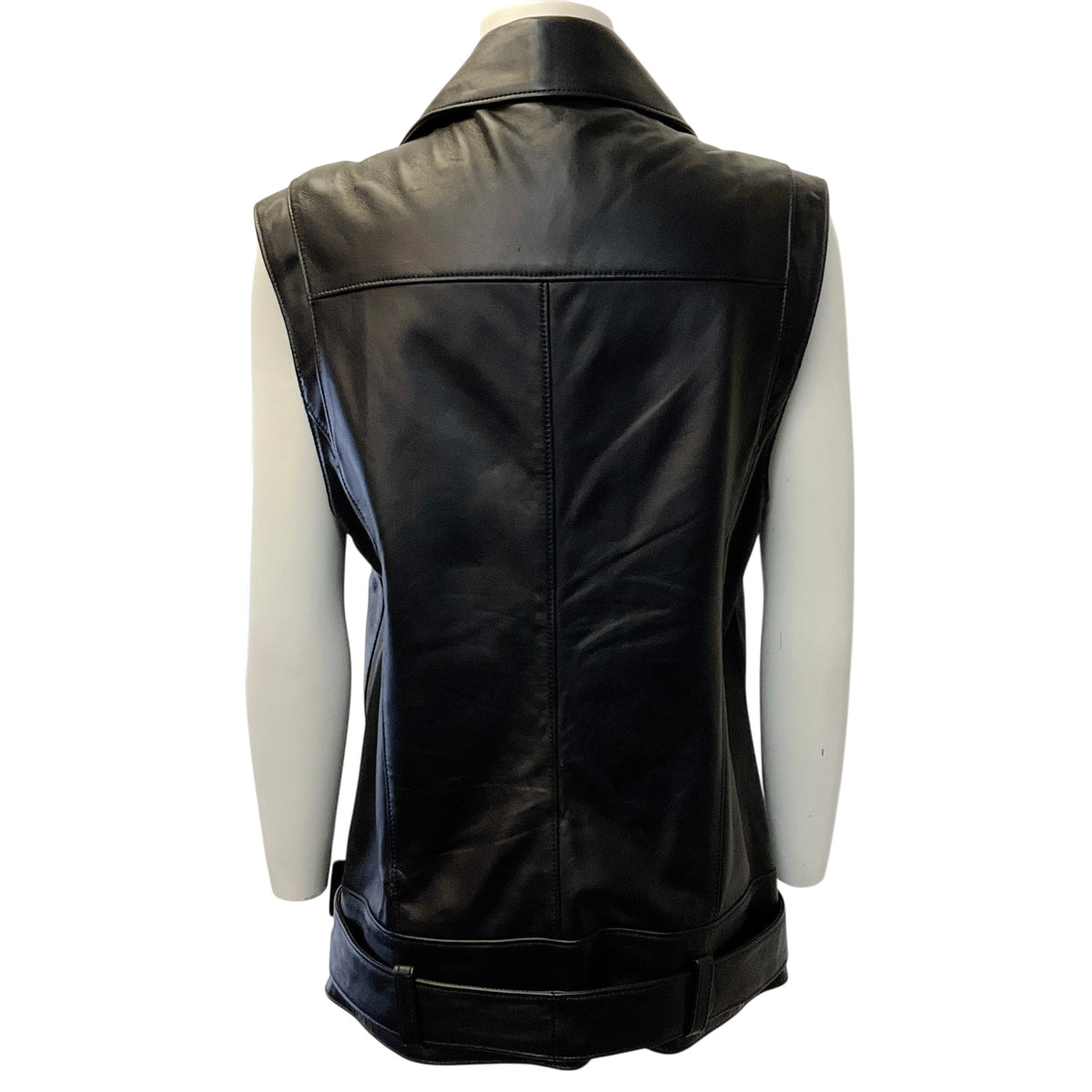 Michael Kors Collection Black Leather Moto Vest