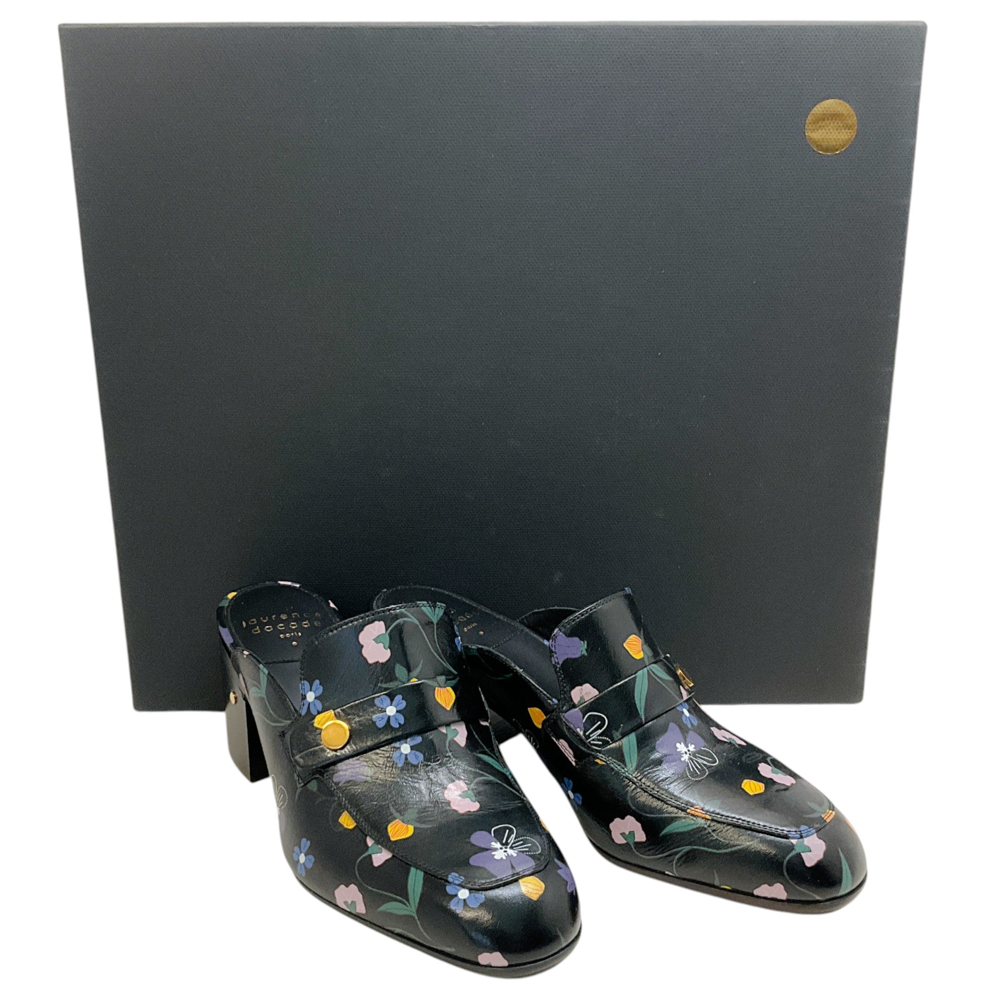 Laurence Dacade Black Multi Floral Thelma Mules