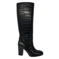 Load image into Gallery viewer, Chanel Black Alligator Patent Leather Knee High Boots
