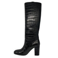 Load image into Gallery viewer, Chanel Black Alligator Patent Leather Knee High Boots
