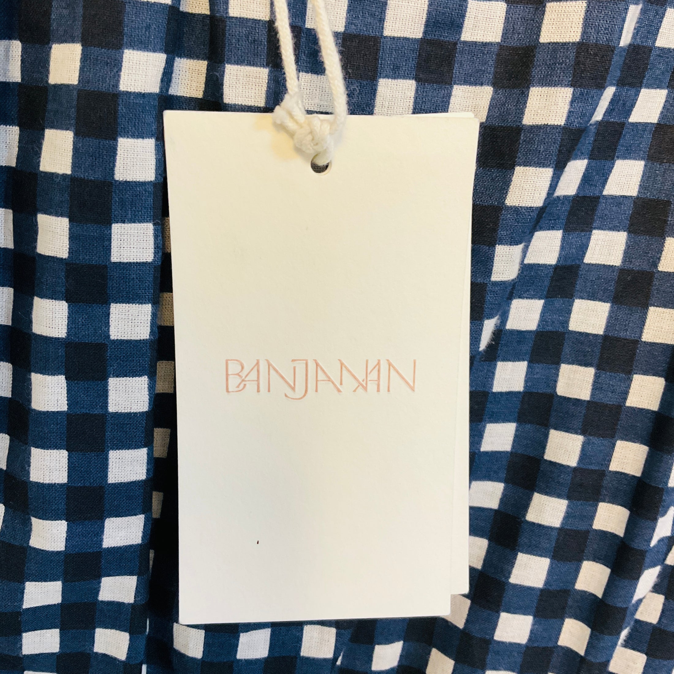 Banjanan Blue Gingham Noir Cotton Cambric Aurelia Dress