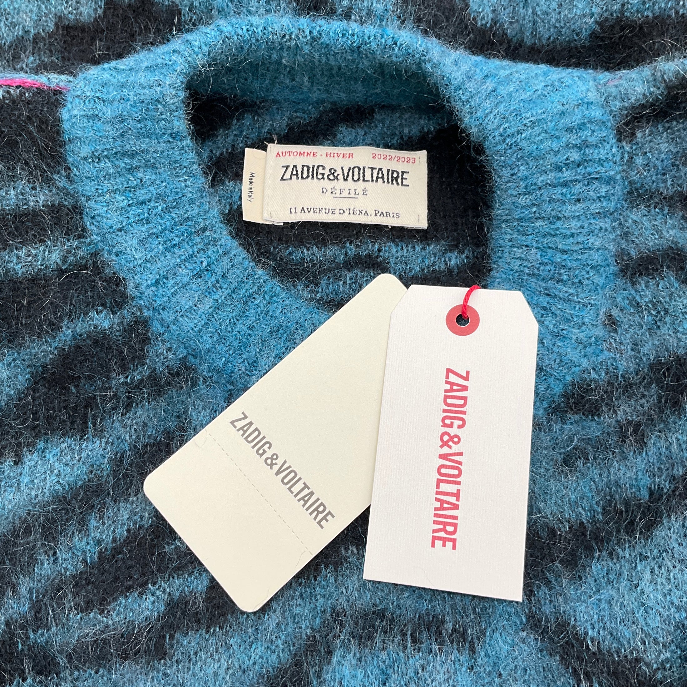 Zadig & Voltaire Teal / Black Rita Tiger Sweater