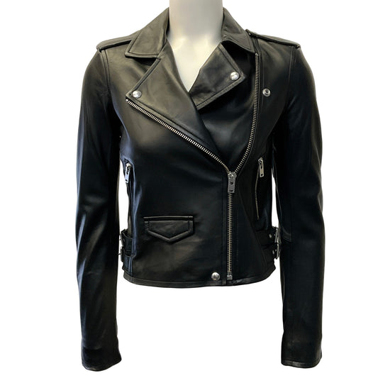 Iro Black Leather Ashville Moto Jacket
