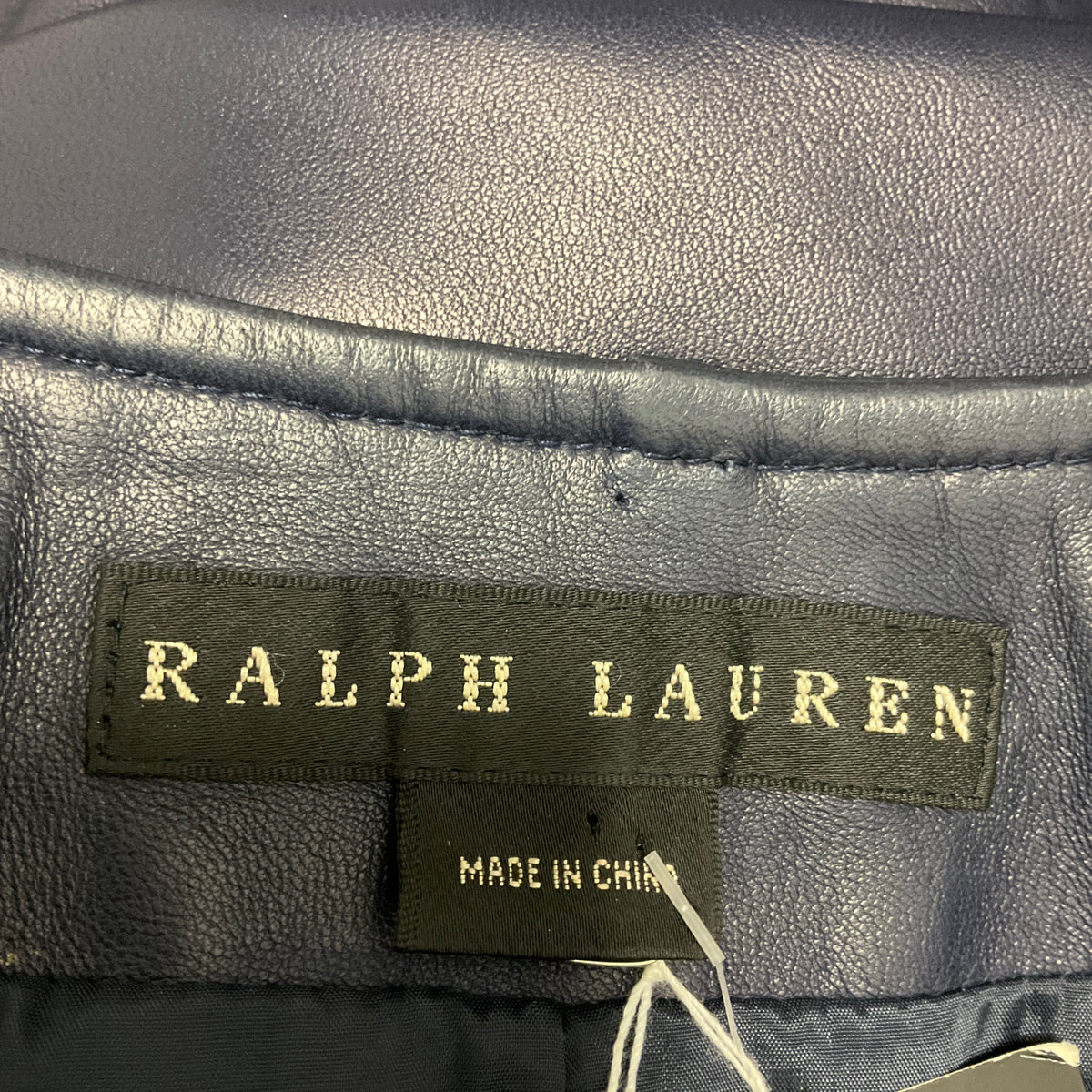 Ralph Lauren Black Label Navy Blue Button Front Lamb Leather Jacket