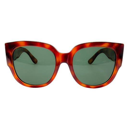 Gucci Havana / Gold GG Logo Square Frame Acetate Sunglasses
