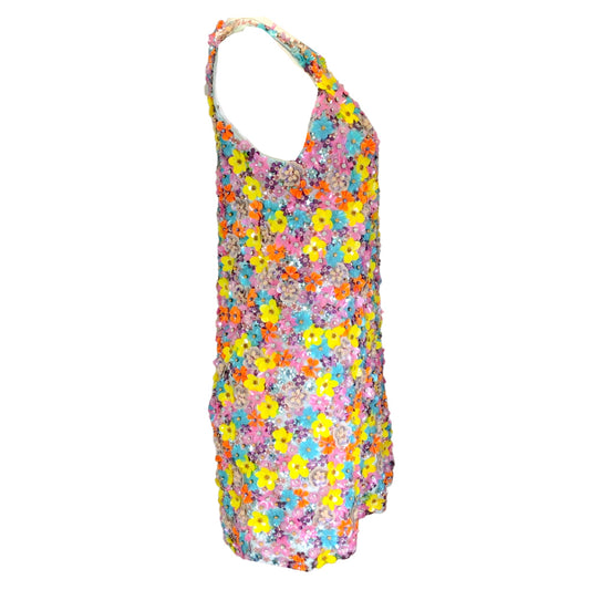 Moschino Couture Multicolored Floral Embellished Sleeveless Mini Dress