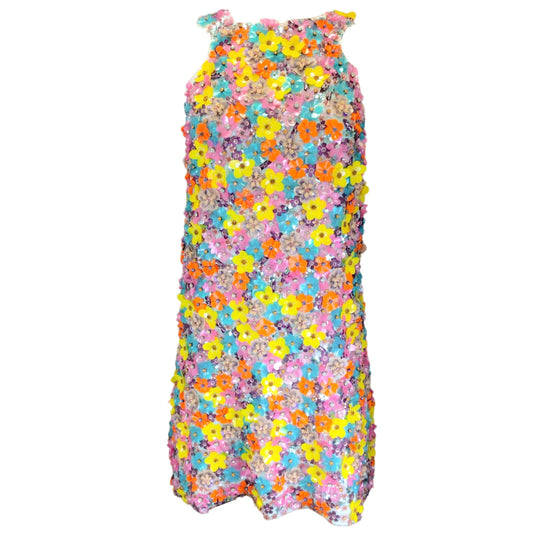 Moschino Couture Multicolored Floral Embellished Sleeveless Mini Dress