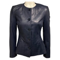 Load image into Gallery viewer, Ralph Lauren Black Label Navy Blue Button Front Lamb Leather Jacket

