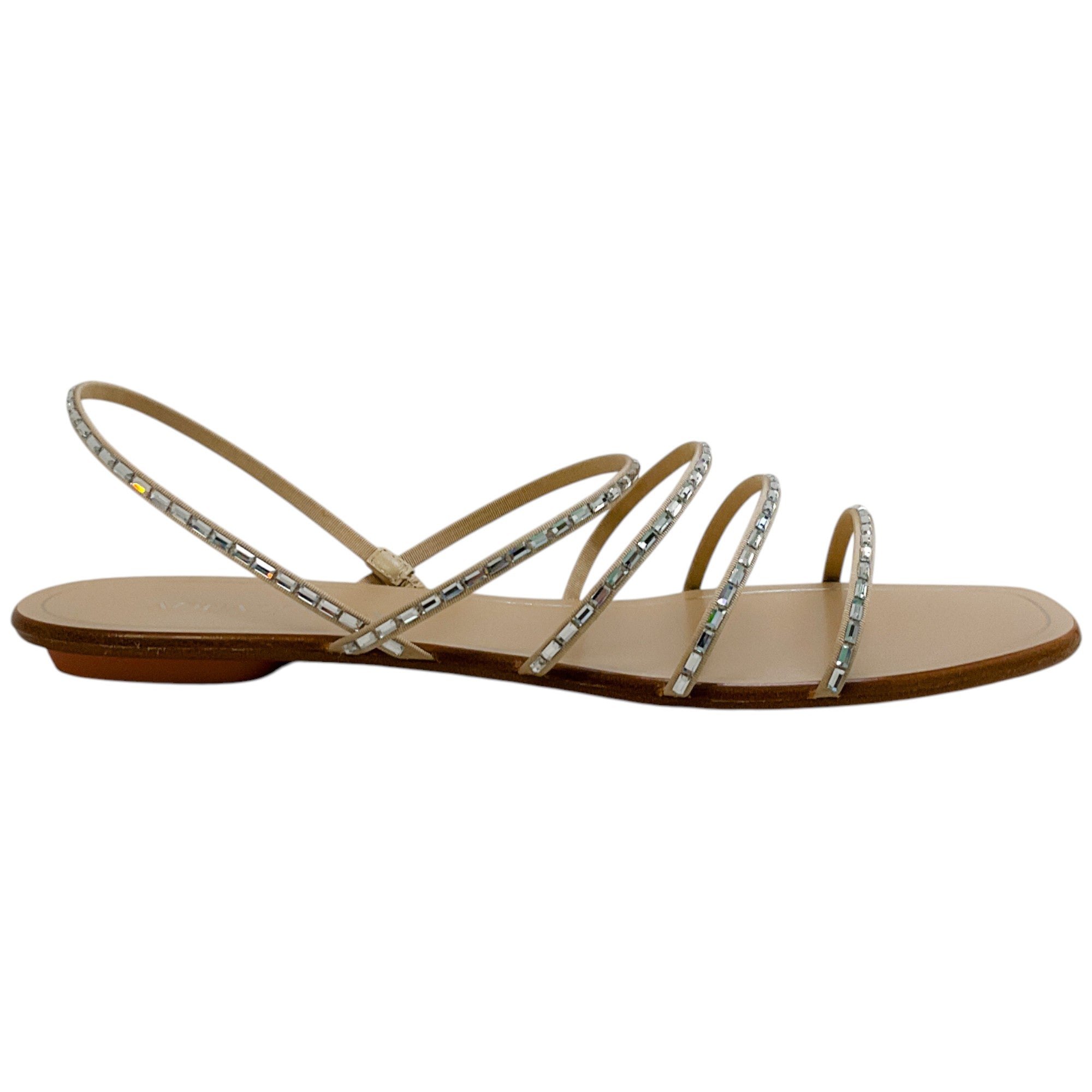 Aquazzura New Nude Crystal Mistica Flat Sandals