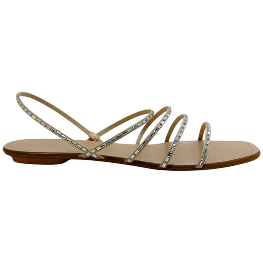 Aquazzura New Nude Crystal Mistica Flat Sandals