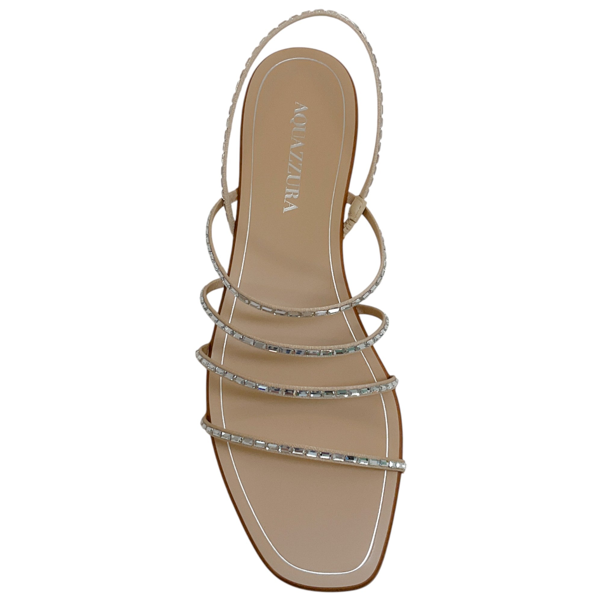 Aquazzura New Nude Crystal Mistica Flat Sandals