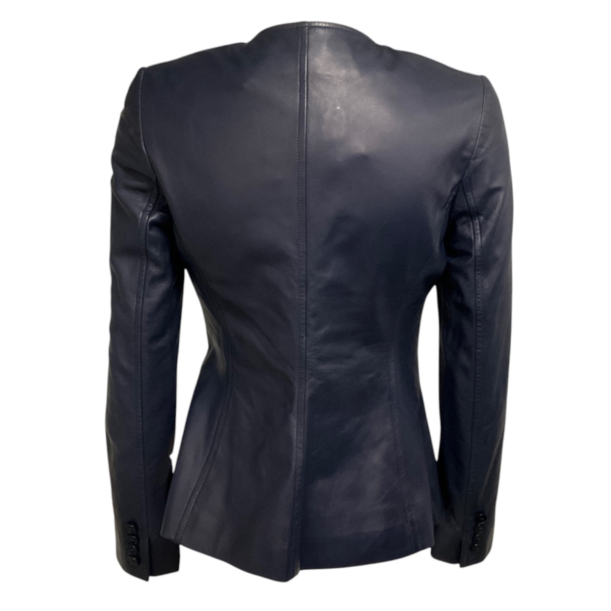 Ralph Lauren Black Label Navy Blue Button Front Lamb Leather Jacket