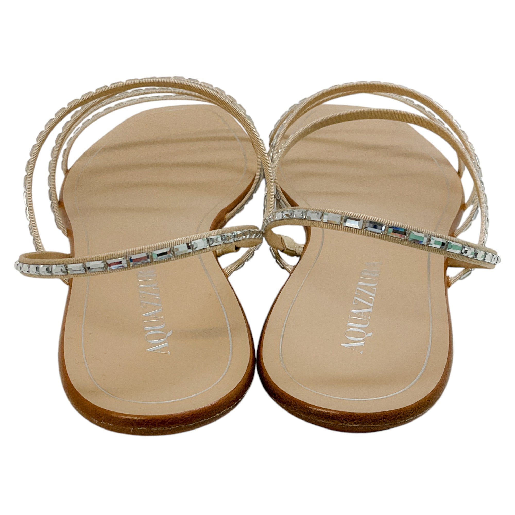 Aquazzura New Nude Crystal Mistica Flat Sandals