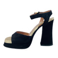 Load image into Gallery viewer, Laurence Dacade Black Suede with Gold Trim Tinta Sandals
