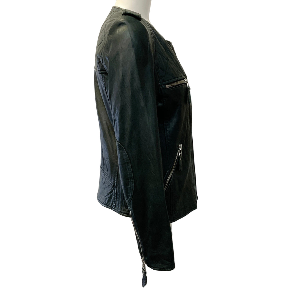 Isabel Marant Étoile Dark Forest Green Leather Quilted Moto Jacket
