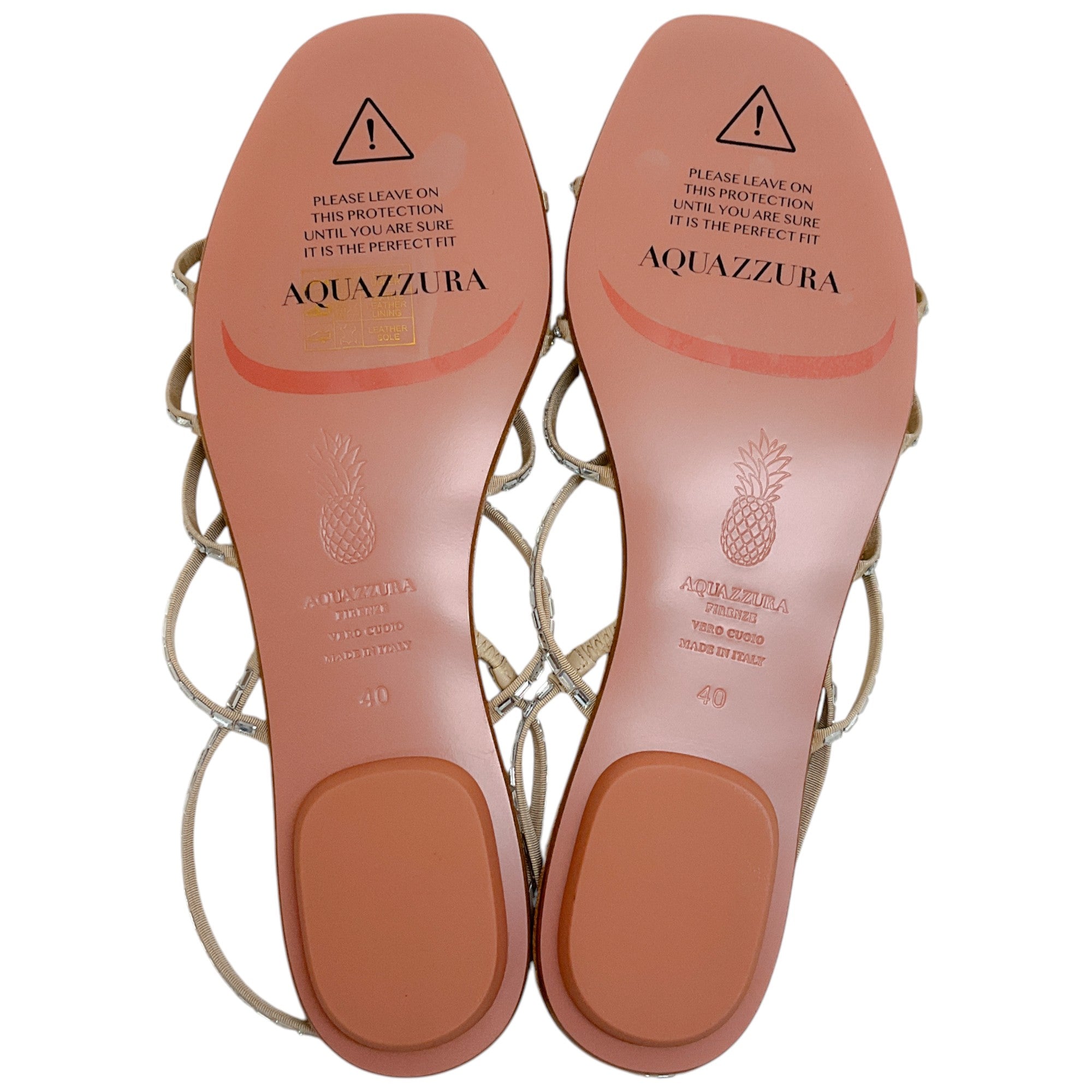 Aquazzura New Nude Crystal Mistica Flat Sandals