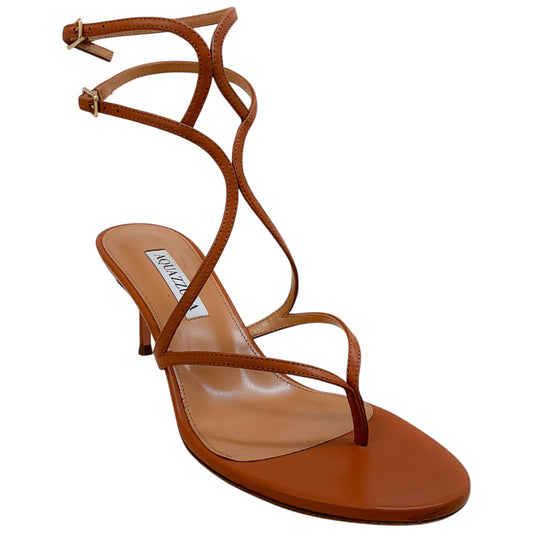 Aquazzura Tobacco Leather Baia 65 Sandals
