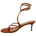Load image into Gallery viewer, Aquazzura Tobacco Leather Baia 65 Sandals
