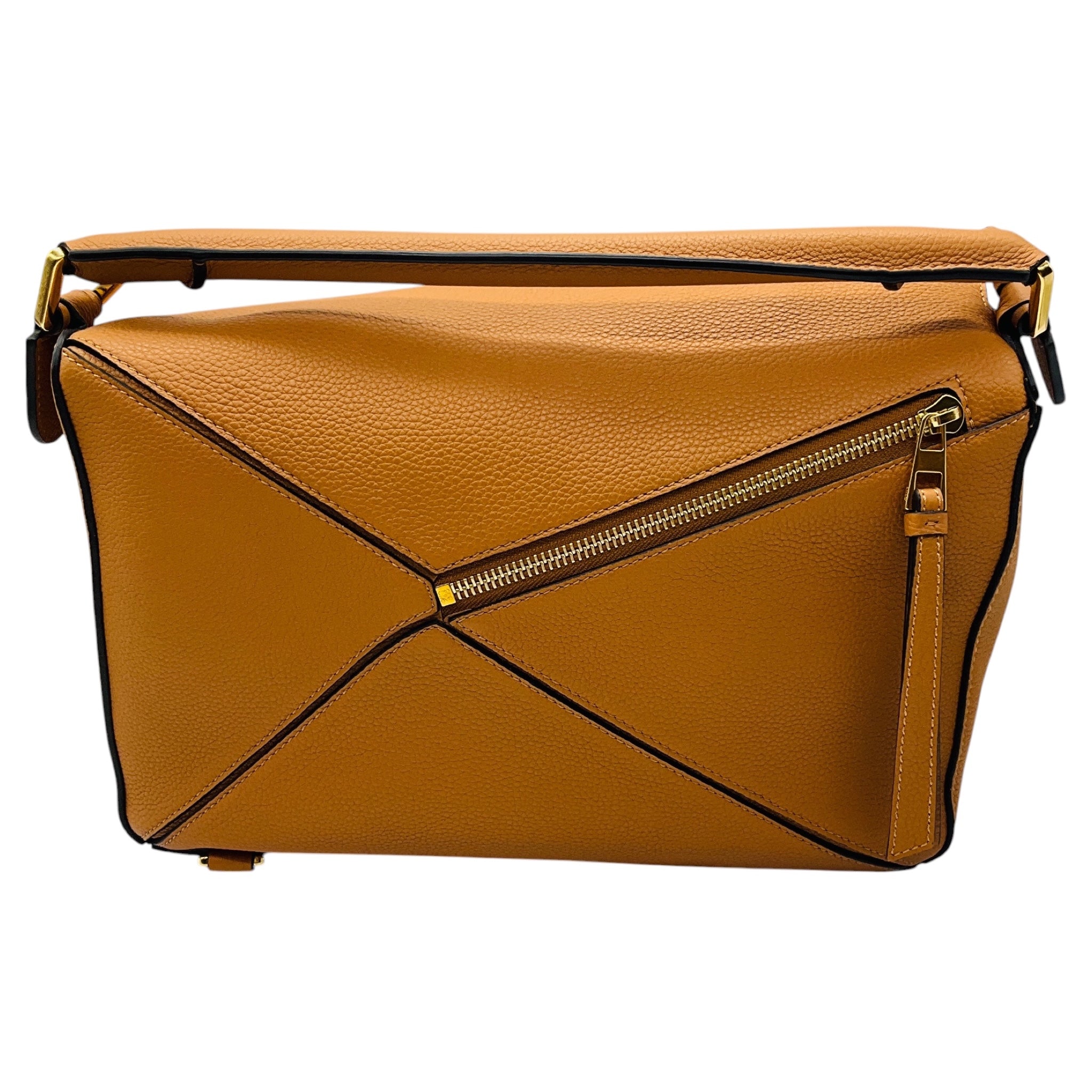 Loewe Tan Grained Calfskin Leather Puzzle Shoulder Bag