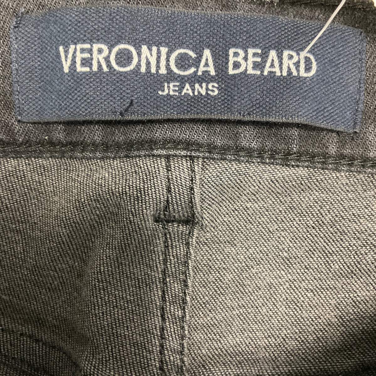 Veronica Beard Jeans Black Washed Onyx Crosbie High Rise Wide Leg Jeans with Tonal Embroidery