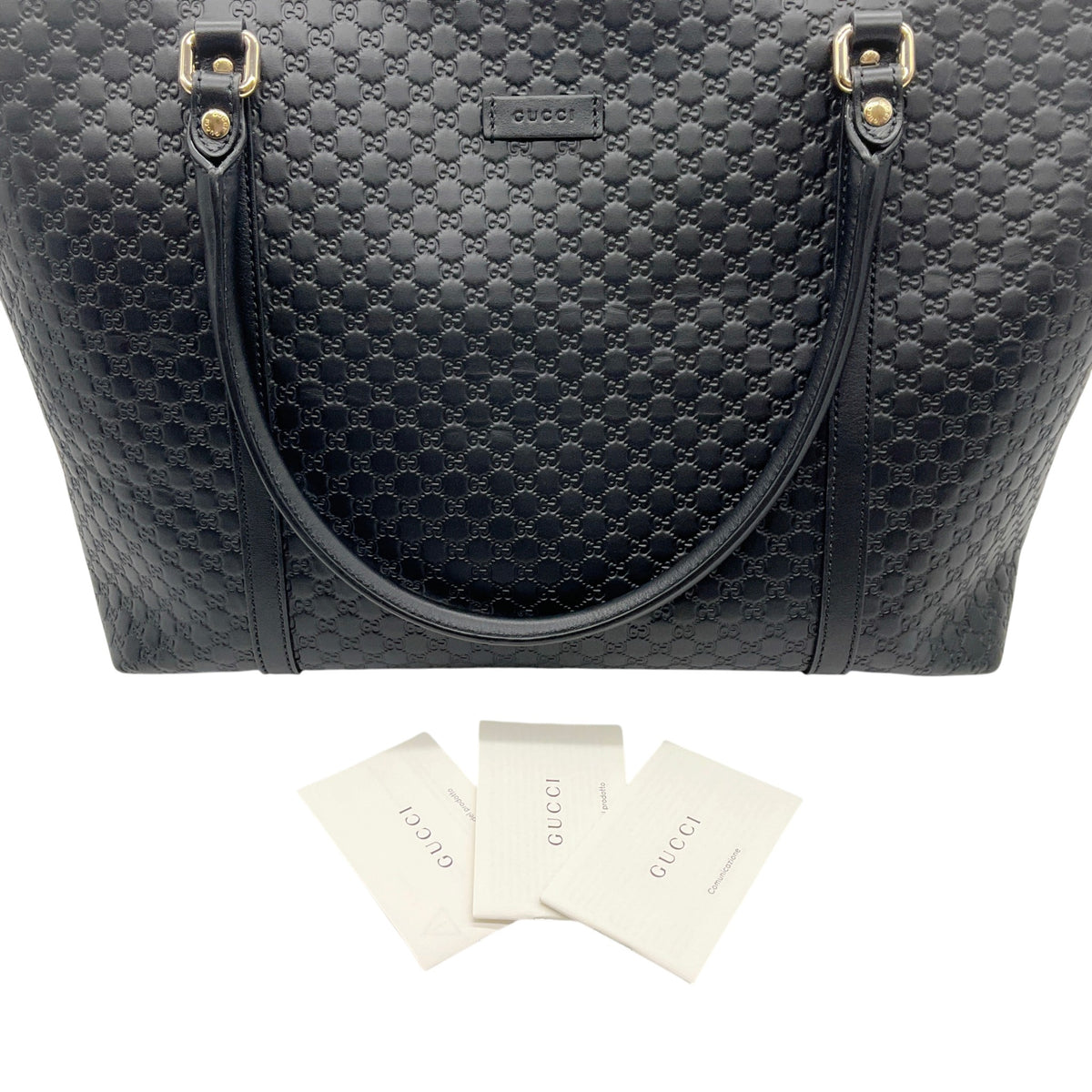 Gucci Black Microgussima Leather Large Joy Tote