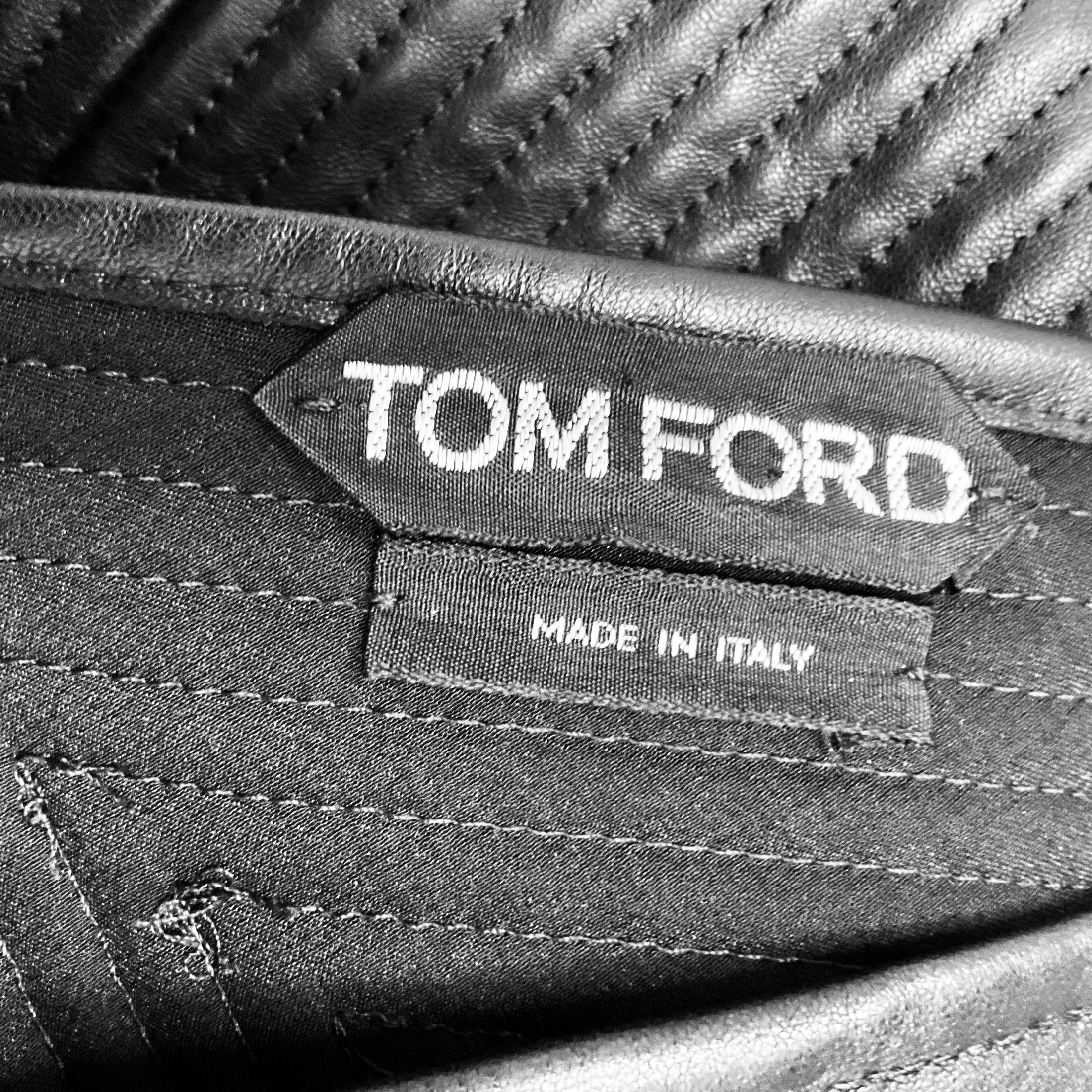 Tom Ford Black Sleeveless Lambskin Leather Midi Dress