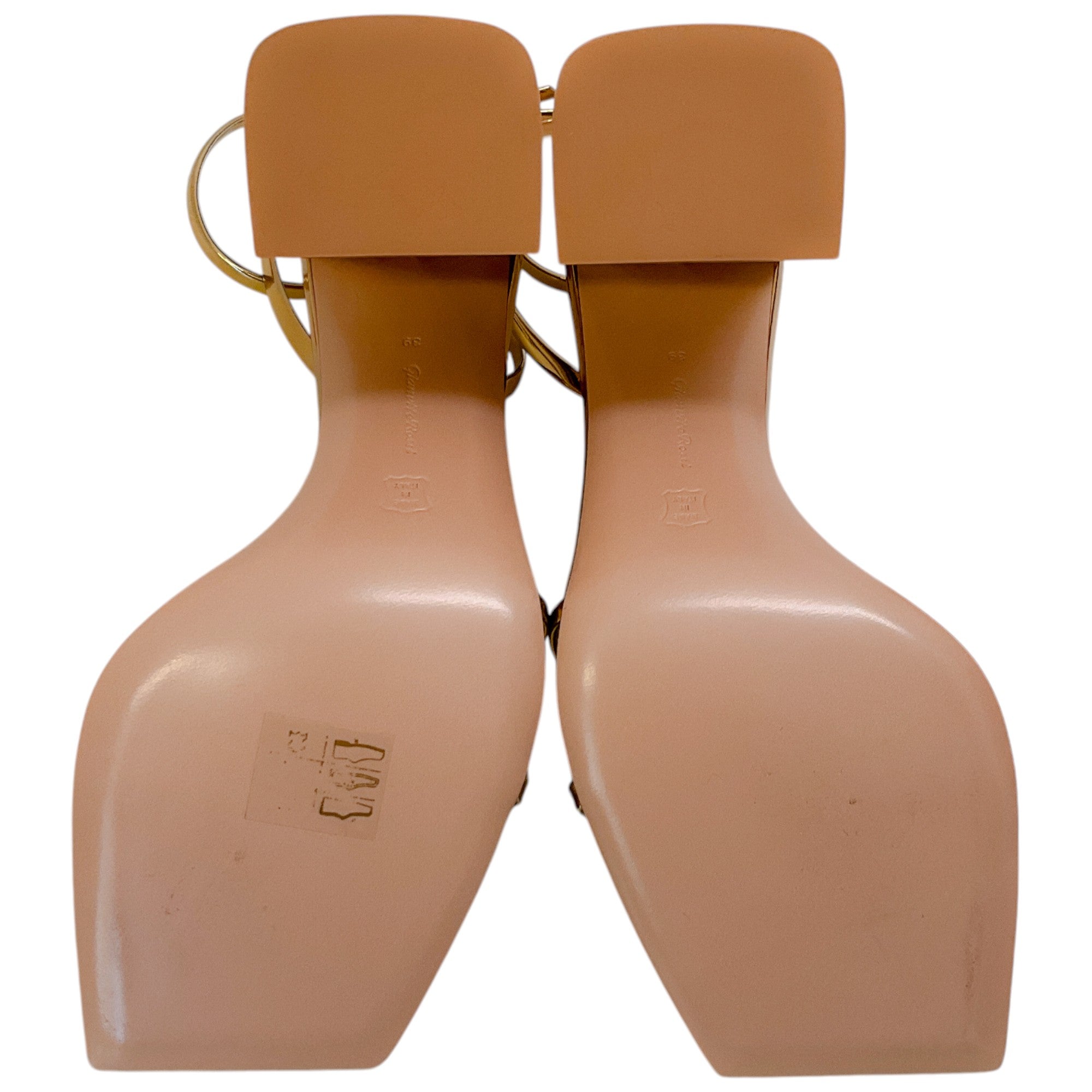 Gianvito Rossi Mekong Gold Leather Square Toe Ankle Strap Sandals