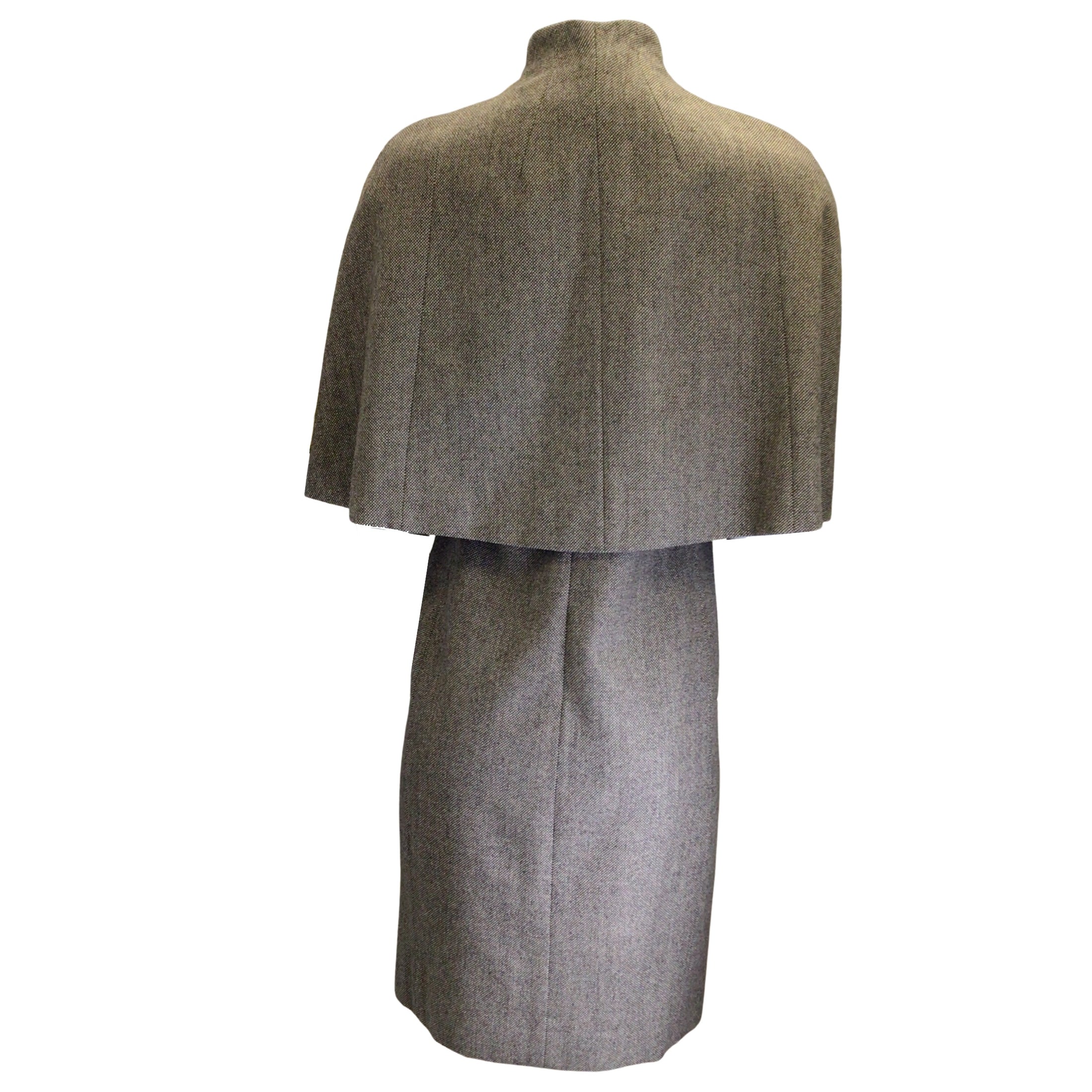 Akris Brown Wool Dress and Capelet Two-Piece Set