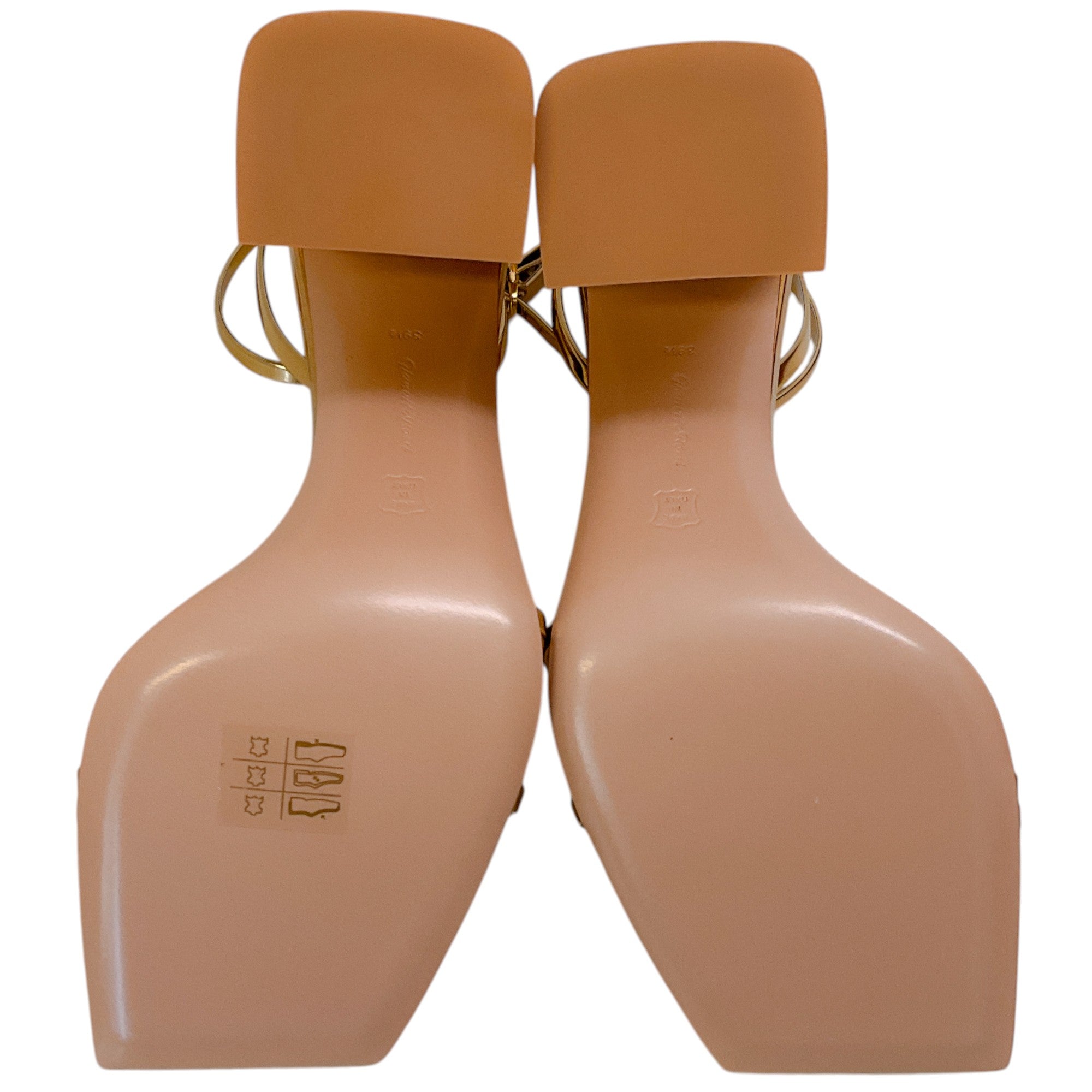 Gianvito Rossi Mekong Gold Leather Square Toe Ankle Strap Sandals