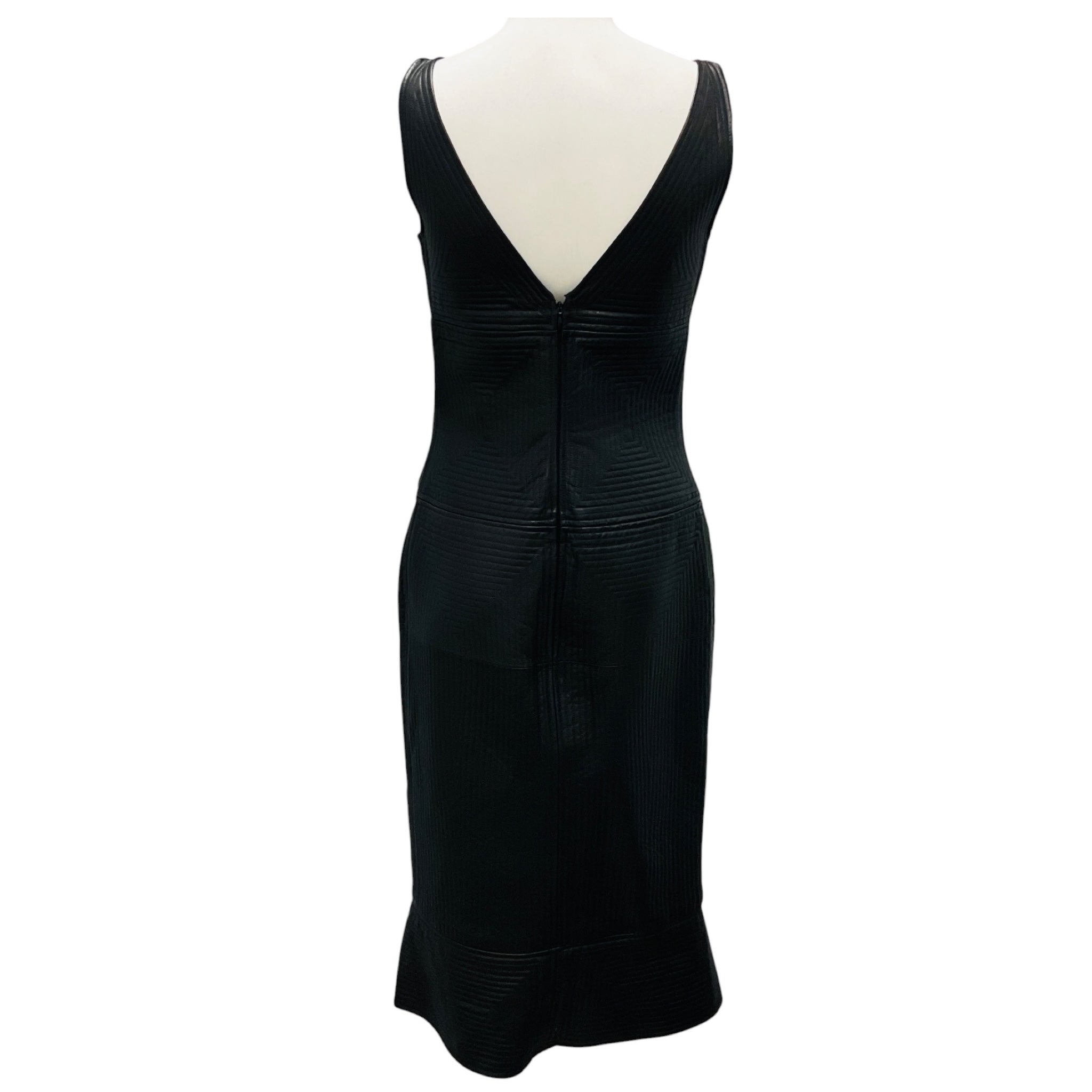 Tom Ford Black Sleeveless Lambskin Leather Midi Dress