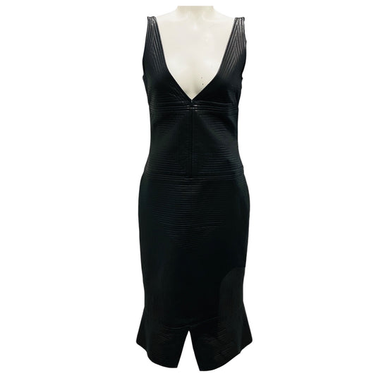 Tom Ford Black Sleeveless Lambskin Leather Midi Dress