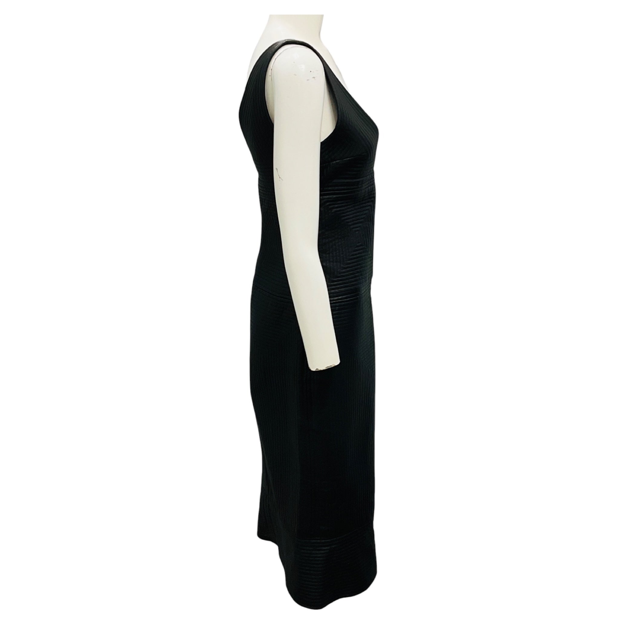 Tom Ford Black Sleeveless Lambskin Leather Midi Dress