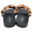 Load image into Gallery viewer, Marni Camel / Black Leopard Faux Fur Embroidered Logo Slide Sandals
