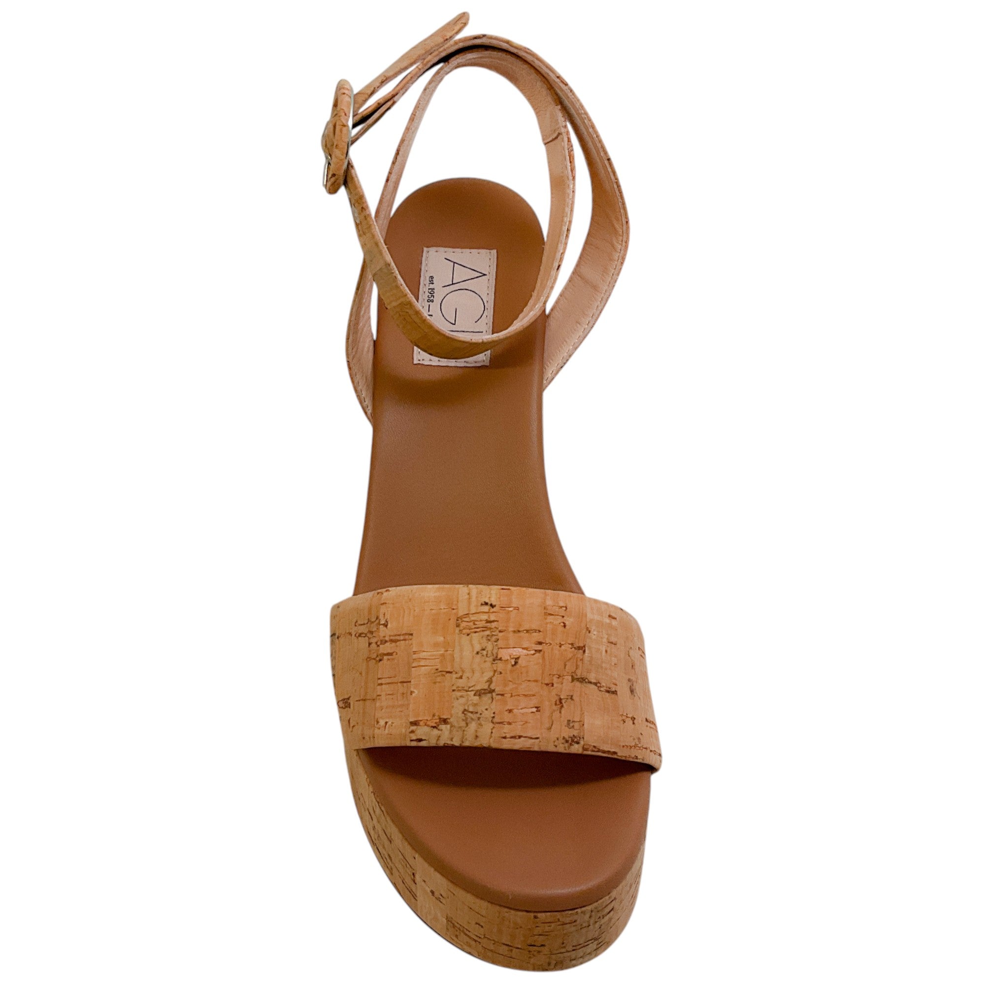 AGL Natural Cocoa Siesta Summer Cork Wedge Sandals